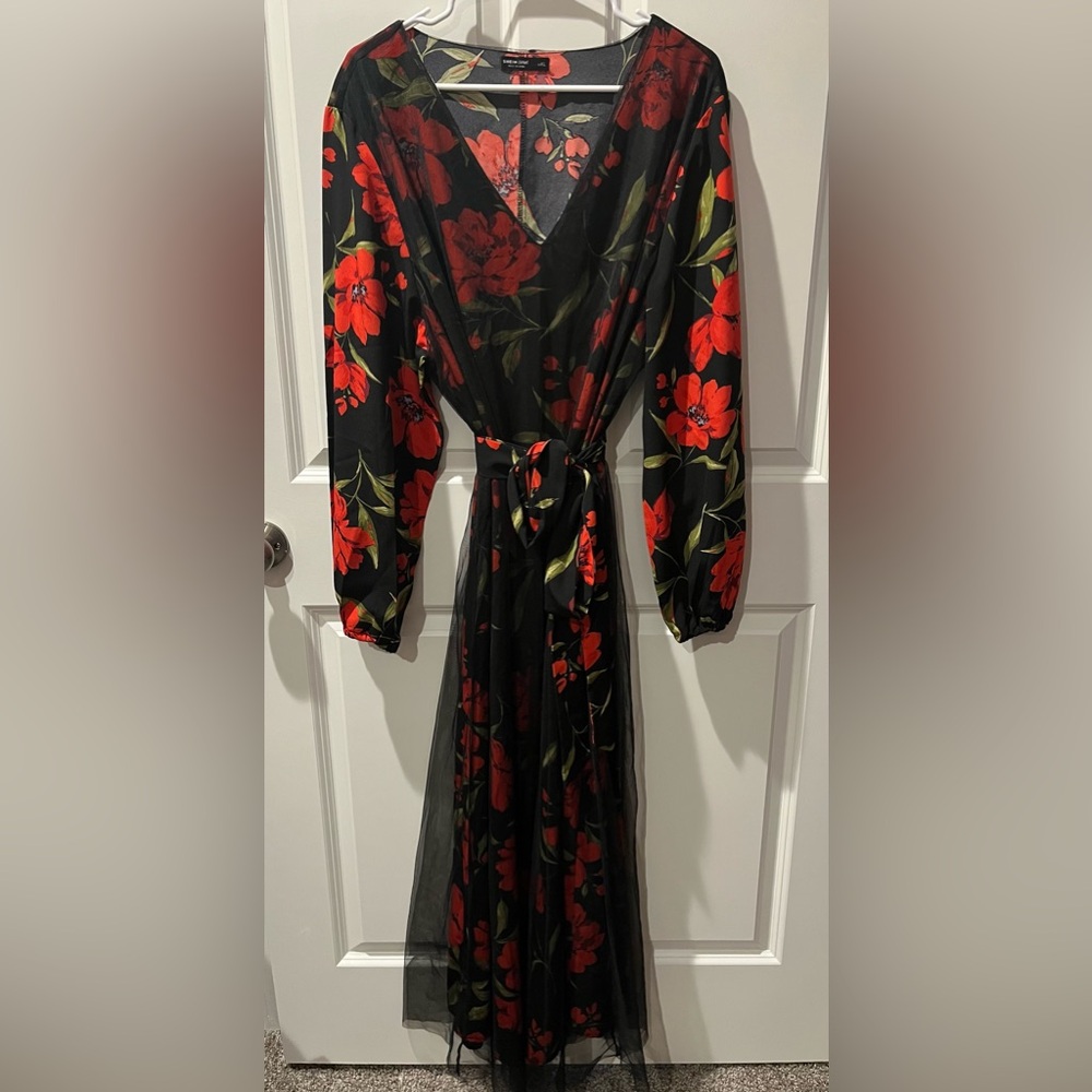SHEIN Rose Black and Red Dress Size 4XL
